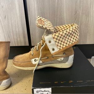 Sperry Top Sider Boost Brown Leather Upper Plaid